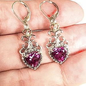 SOLDAmethyst and  Real Diamond Sterling S. Earrings